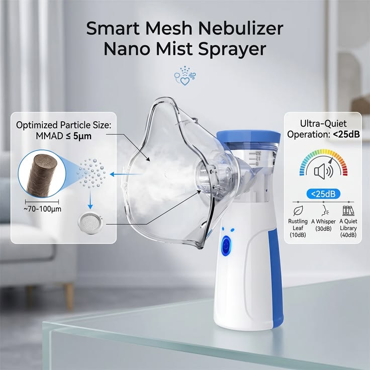 Silent Mesh Nebulizer Machine | Handheld & Travel-Friendly Vaporizer for Home & Travel