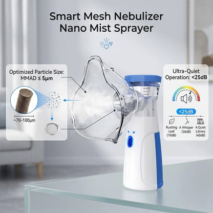 Silent Mesh Nebulizer Machine | Handheld & Travel-Friendly Vaporizer for Home & Travel